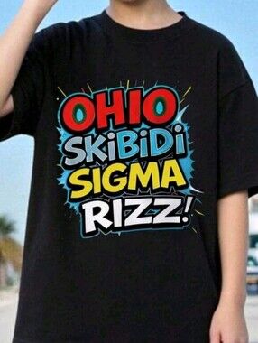 Kids Ohio Skibidi Sigma Rizz Graphic Tee 13 Youth